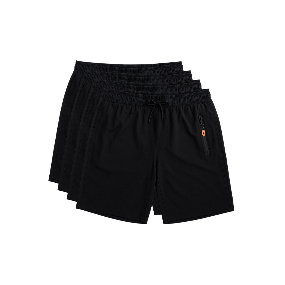 Kit 4 Bermudas DryFit PremiumPerformance - Secagem rápida, Bolso com Zíper e Ajuste Anatômico | FRETE GRÁTIS