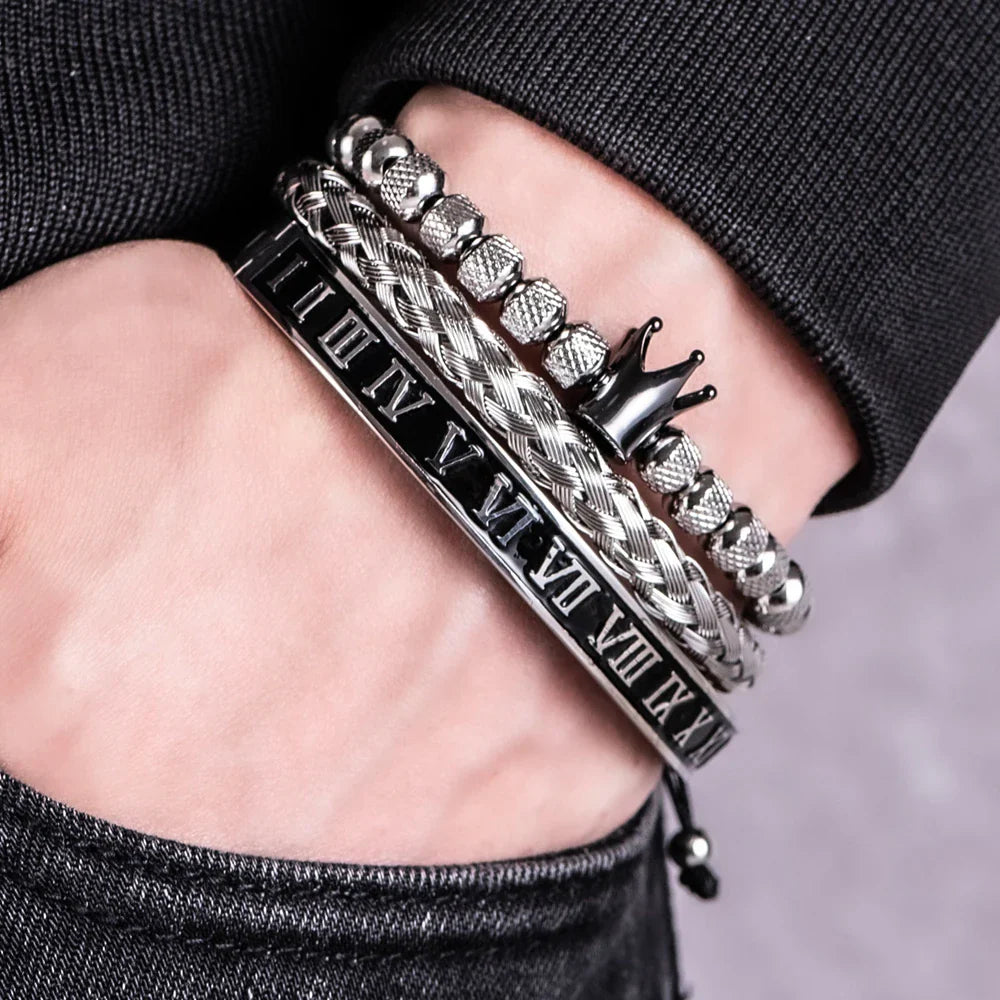 Conjunto de Pulseiras Força Real em Aço Inoxidável - Leve 3, Pague 2