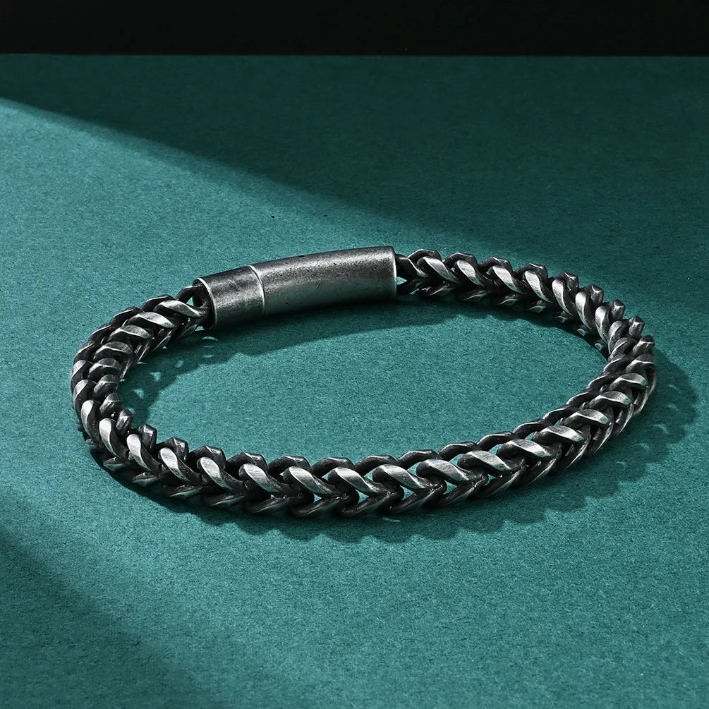 Pulseira Masculina em Aço Inoxidável Elegante e Robusta Estilo Urbano